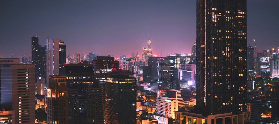 La vue depuis un rooftop à Bangkok, Thaïlande